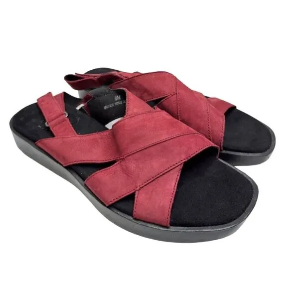 Munro Sandals Womens Size 8 Red Slingback Open Toe Micah Shoes
