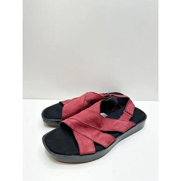 Munro Sandals Womens Size 8 Red Slingback Open Toe Micah Shoes