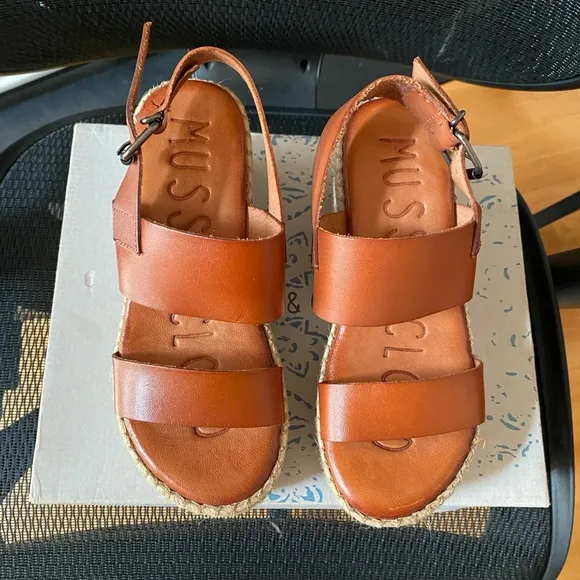 MUSSE &amp; CLOUD Leather Espadrille Platform Sandals