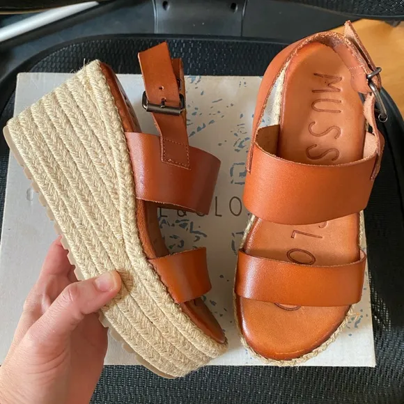 MUSSE &amp; CLOUD Leather Espadrille Platform Sandals