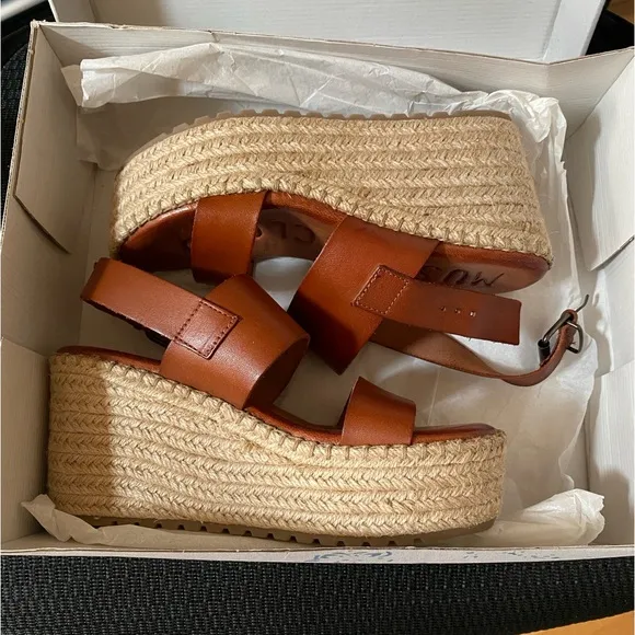MUSSE &amp; CLOUD Leather Espadrille Platform Sandals