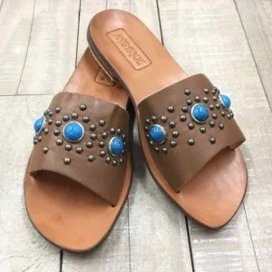 MYSTIQUE BOUTIQUE EMBELLISHED LEATHER SANDALS SIZE 10 NEW IN BOX