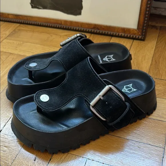 Naked Wolfe Black Suede Platform Sandals