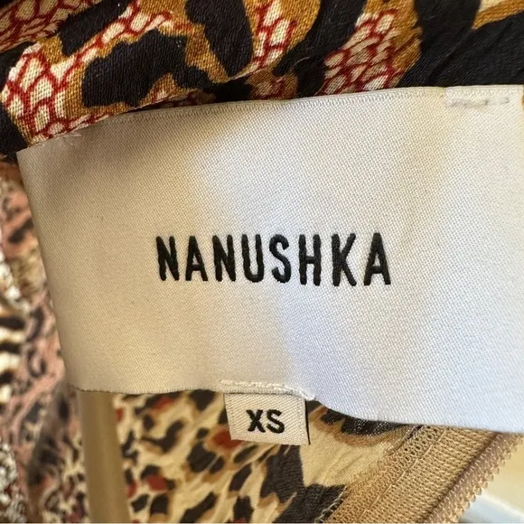 Nanushka Yai Paneled Printed Crinkled-Voile Mini Dress In Animal Print, Size XS
