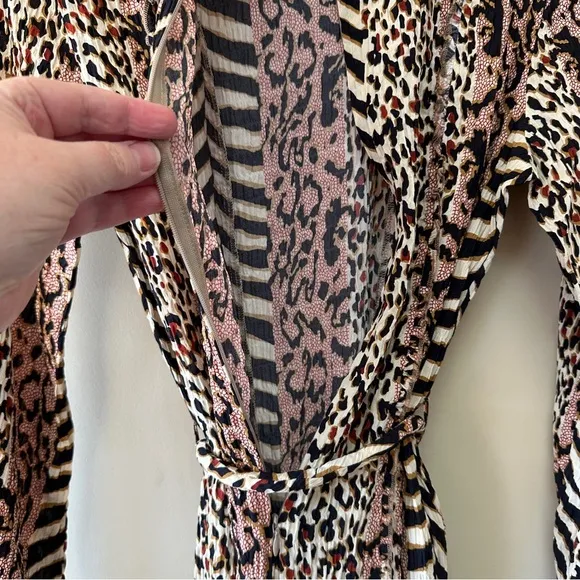 Nanushka Yai Paneled Printed Crinkled-Voile Mini Dress In Animal Print, Size XS