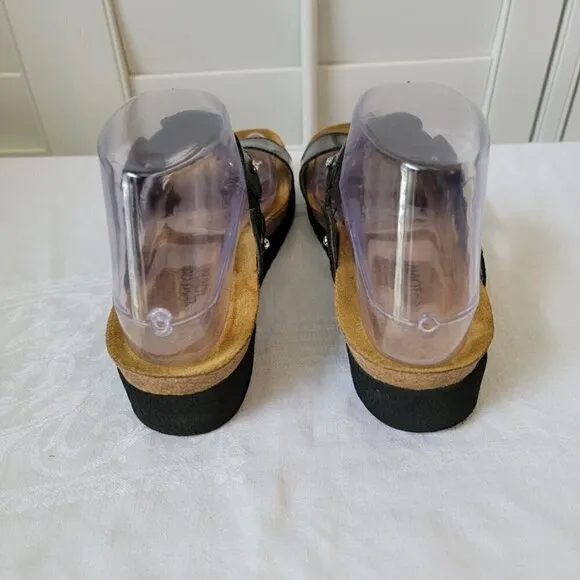 Naot Ashley Leather Sandals - Wedge Heels with Rhinestones - Size 40 EU (9-9.5)