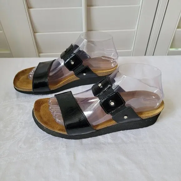Naot Ashley Leather Sandals - Wedge Heels with Rhinestones - Size 40 EU (9-9.5)