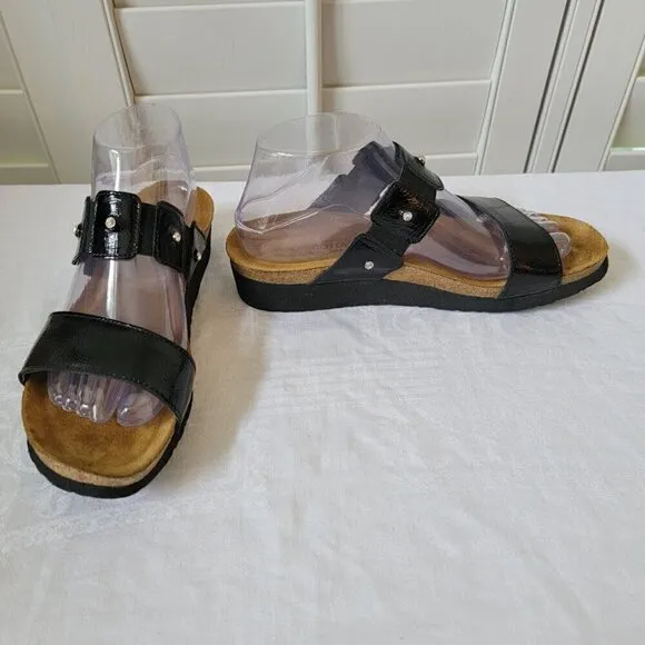Naot Ashley Leather Sandals - Wedge Heels with Rhinestones - Size 40 EU (9-9.5)