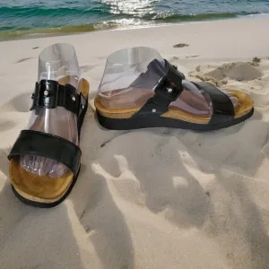 Naot Ashley Leather Sandals - Wedge Heels with Rhinestones - Size 40 EU (9-9.5)