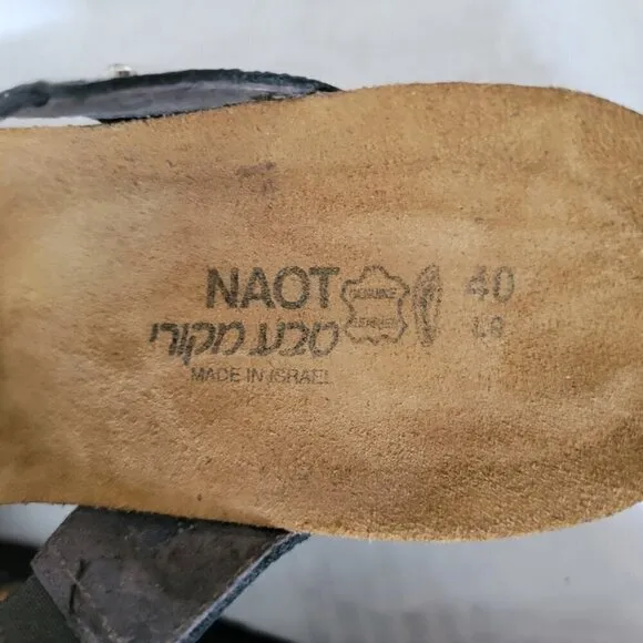 Naot Ashley Leather Sandals - Wedge Heels with Rhinestones - Size 40 EU (9-9.5)