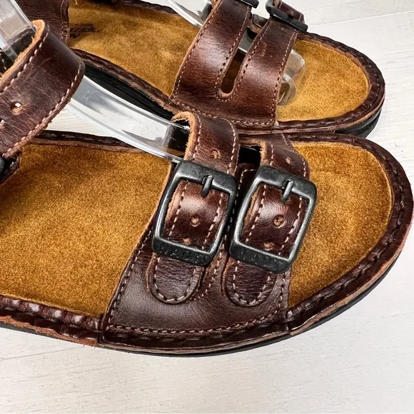 NAOT Brown Leather Buckle Ankle Strap Sandals