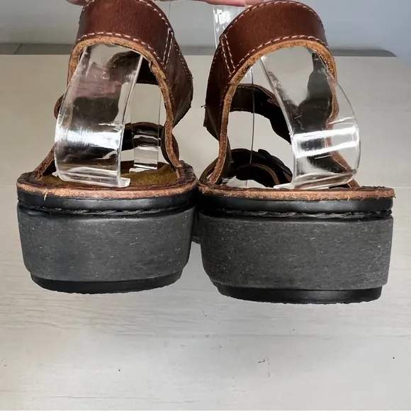 NAOT Brown Leather Buckle Ankle Strap Sandals