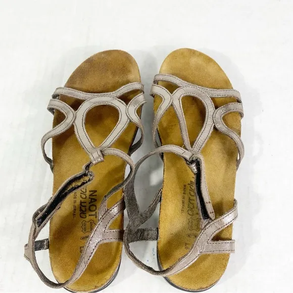 NAOT Dorith Sandal Silver Threads Leather