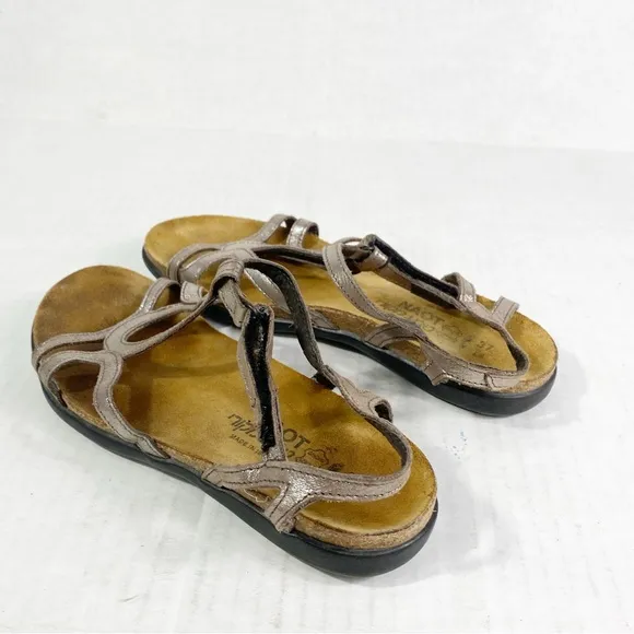 NAOT Dorith Sandal Silver Threads Leather