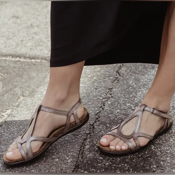 NAOT Dorith Sandal Silver Threads Leather