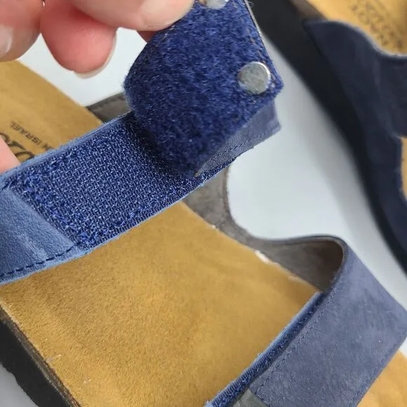NAOT Footwear Sandals Slide Women's Navy Jacey Adjustable Straps Wedge US 6/37