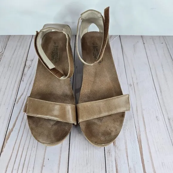 NAOT Footwear Women's Mermaid Wedge Sandal Size 11 Arizona Tan Leather