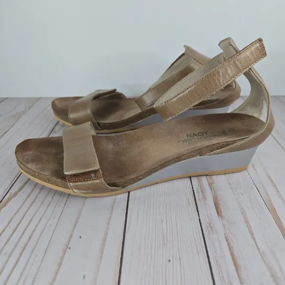 NAOT Footwear Women's Mermaid Wedge Sandal Size 11 Arizona Tan Leather