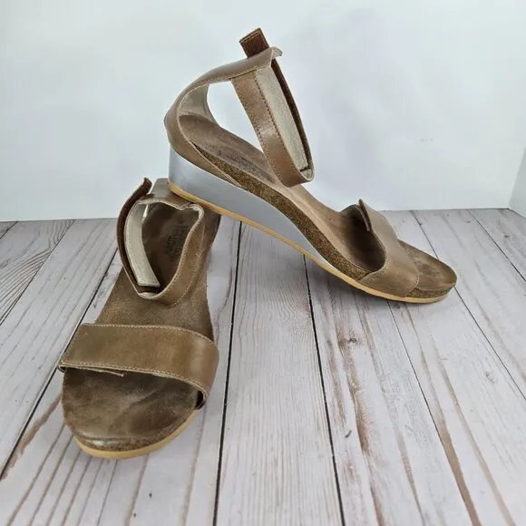 NAOT Footwear Women's Mermaid Wedge Sandal Size 11 Arizona Tan Leather