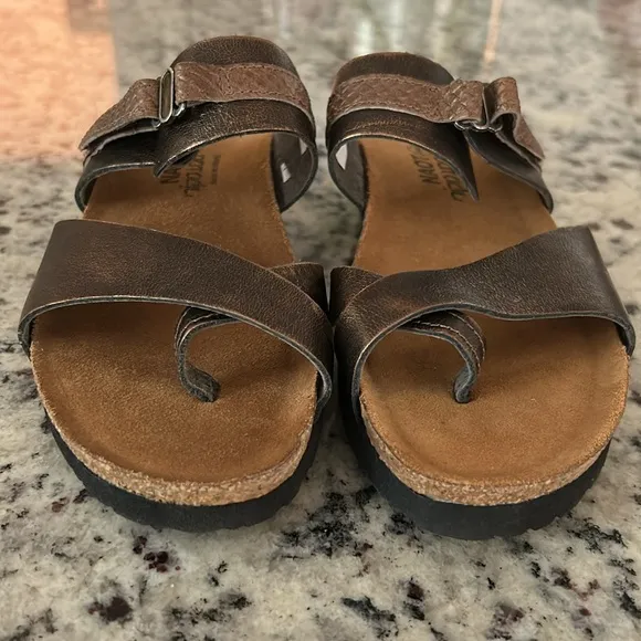 NAOT Jessica Copper Bronze Leather Sandals Adjustable Strap Women’s Size 36 NWOT