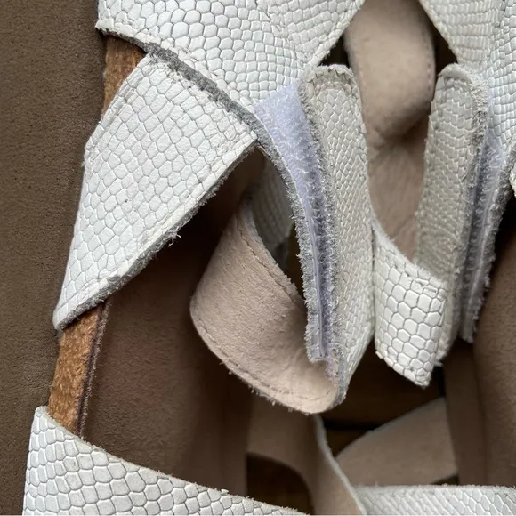 Naot Krista white leather snake embossed sandals