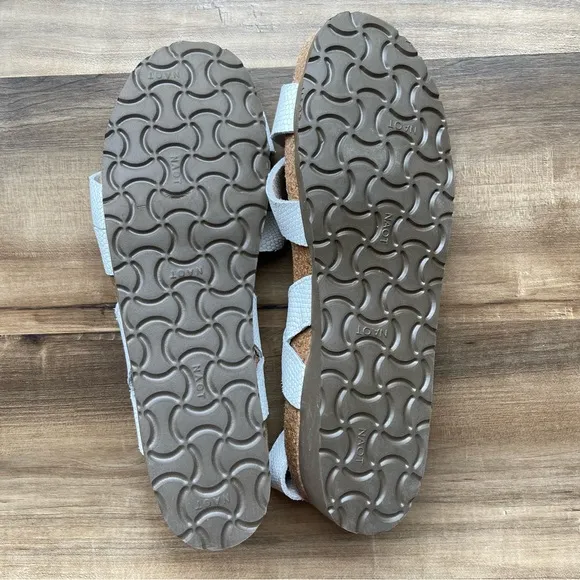 Naot Krista white leather snake embossed sandals