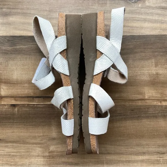 Naot Krista white leather snake embossed sandals