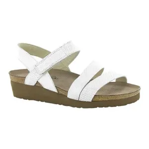 Naot Krista white leather snake embossed sandals