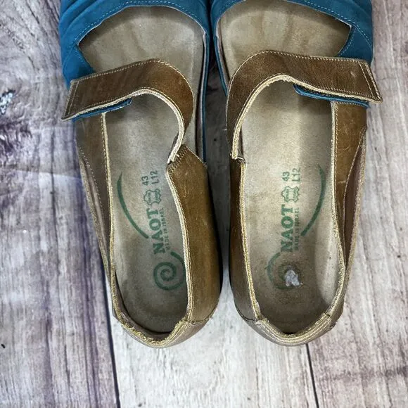 Naot Papaki Teal/Brown Nubuck Leather Sandals Women’s EU Size 43 / US 12