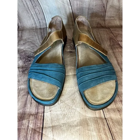 Naot Papaki Teal/Brown Nubuck Leather Sandals Women’s EU Size 43 / US 12