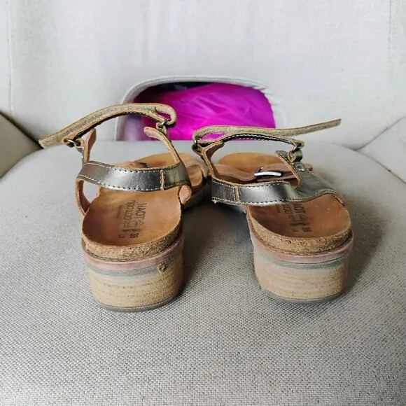 Naot Women's BOHO Leather Wedge Buckle Brown Sandal Vintage Sizes 39