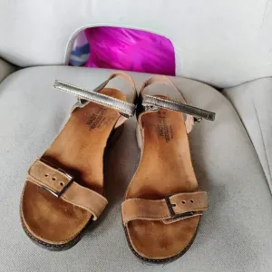 Naot Women's BOHO Leather Wedge Buckle Brown Sandal Vintage Sizes 39