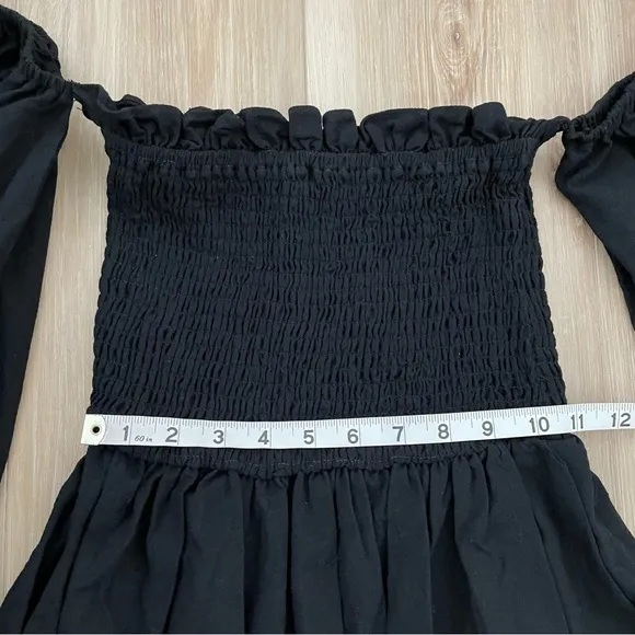 Nasty Gal Puff Sleeve Linen Look Midi Smock Dress 0