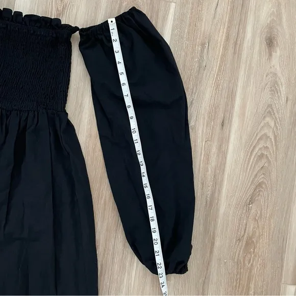Nasty Gal Puff Sleeve Linen Look Midi Smock Dress 0
