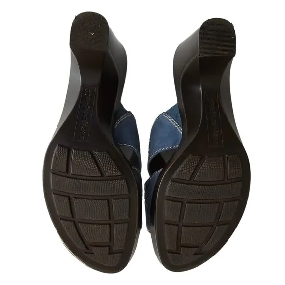 Naturalizer Bavaro Blue Jean Suede Heeled Sandals with Rhinestones | NIB | 6.5 M