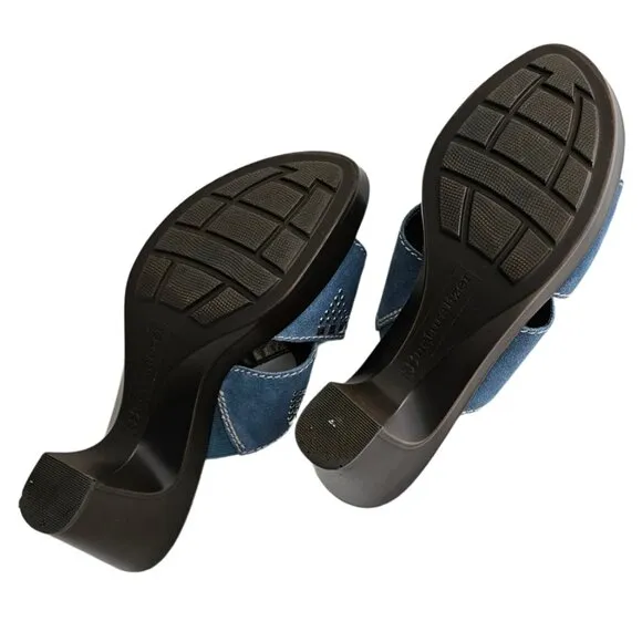 Naturalizer Bavaro Blue Jean Suede Heeled Sandals with Rhinestones | NIB | 6.5 M