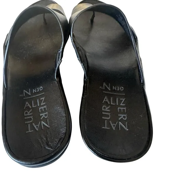 NATURALIZER GENN-DRIFT BLACK LEATHER SANDAL SIZE 7