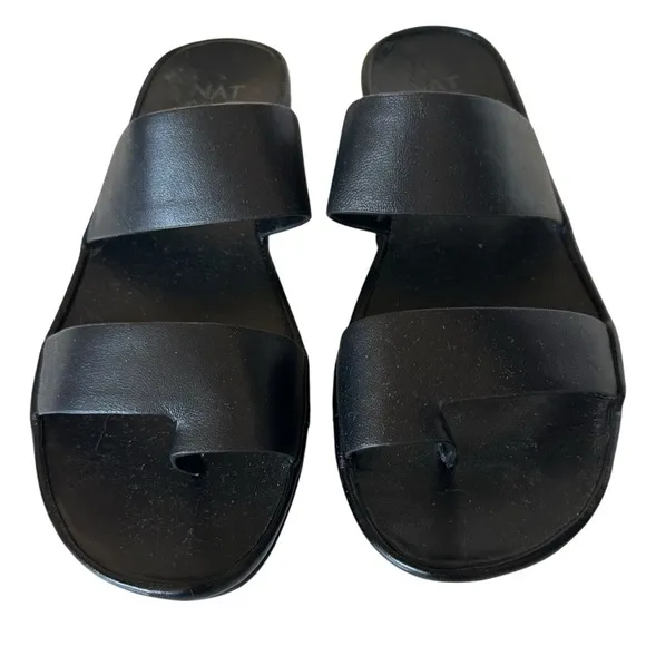 NATURALIZER GENN-DRIFT BLACK LEATHER SANDAL SIZE 7