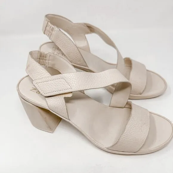 Naturalizer Genn-Skip Ivory Leather Ankle Strap Sandals, EUC, Size 9, MSRP $140