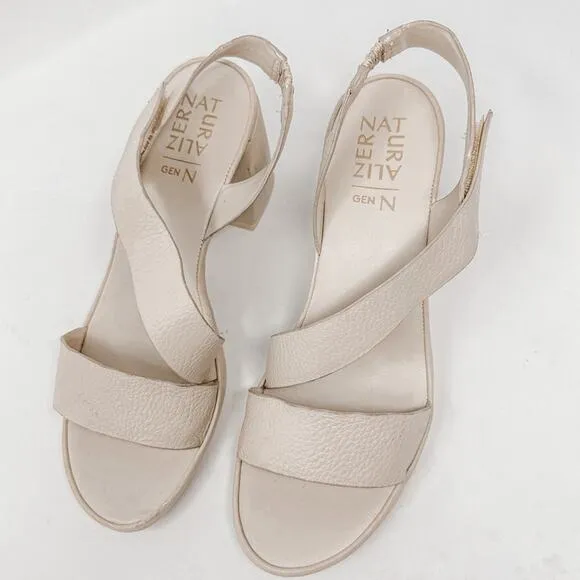 Naturalizer Genn-Skip Ivory Leather Ankle Strap Sandals, EUC, Size 9, MSRP $140