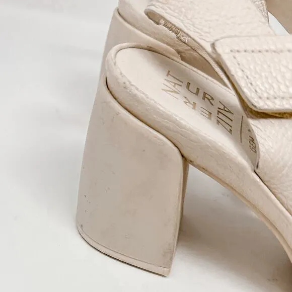 Naturalizer Genn-Skip Ivory Leather Ankle Strap Sandals, EUC, Size 9, MSRP $140