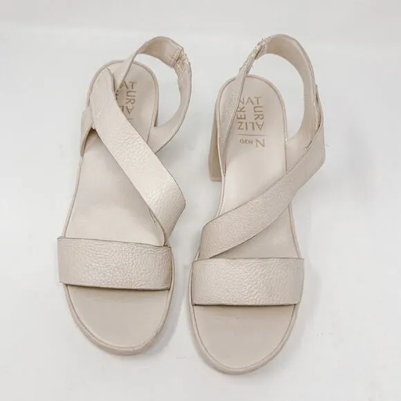 Naturalizer Genn-Skip Ivory Leather Ankle Strap Sandals, EUC, Size 9, MSRP $140