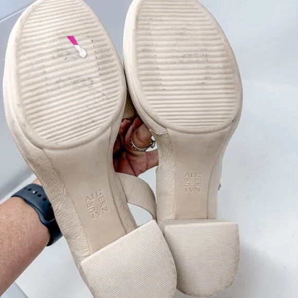 Naturalizer Genn-Skip Ivory Leather Ankle Strap Sandals, EUC, Size 9, MSRP $140