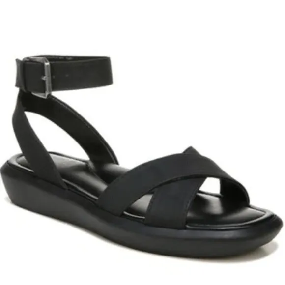 Naturalizer Jamila Flat Sandals Women's Shoes In Black Faux Nubuck
