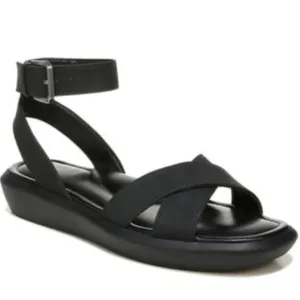 Naturalizer Jamila Flat Sandals Women's Shoes In Black Faux Nubuck