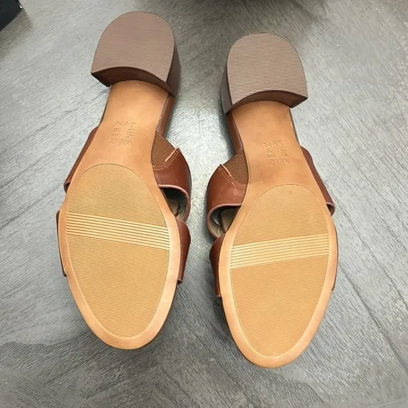 NATURALIZER JOEY LEATHER BLOCK HEEL SLIDE SANDALS