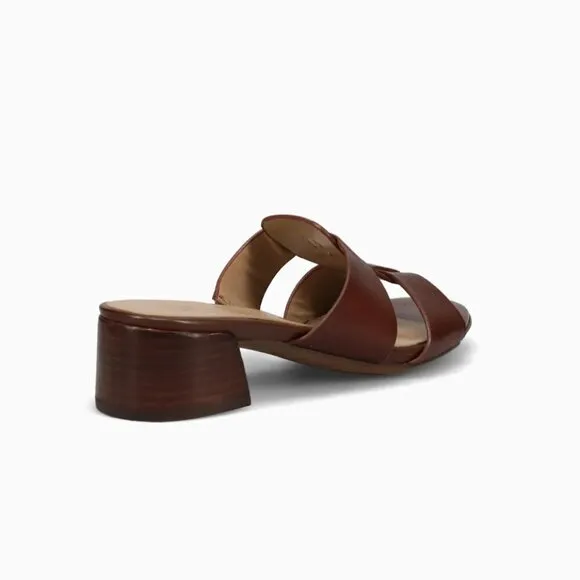 NATURALIZER JOEY LEATHER BLOCK HEEL SLIDE SANDALS