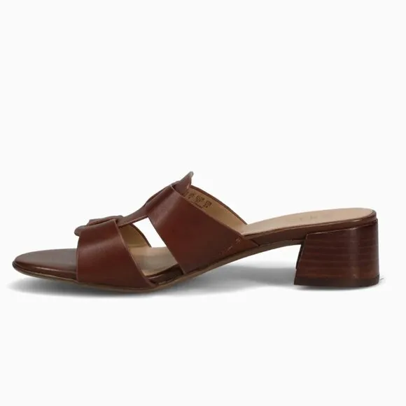 NATURALIZER JOEY LEATHER BLOCK HEEL SLIDE SANDALS