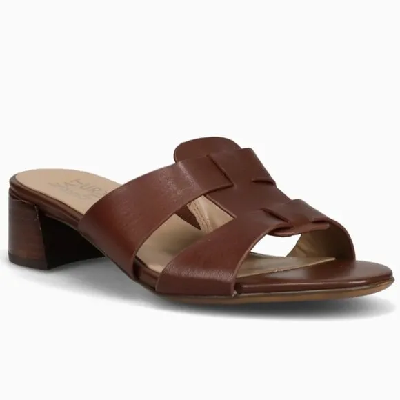 NATURALIZER JOEY LEATHER BLOCK HEEL SLIDE SANDALS