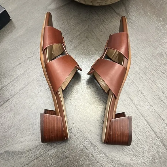 NATURALIZER JOEY LEATHER BLOCK HEEL SLIDE SANDALS